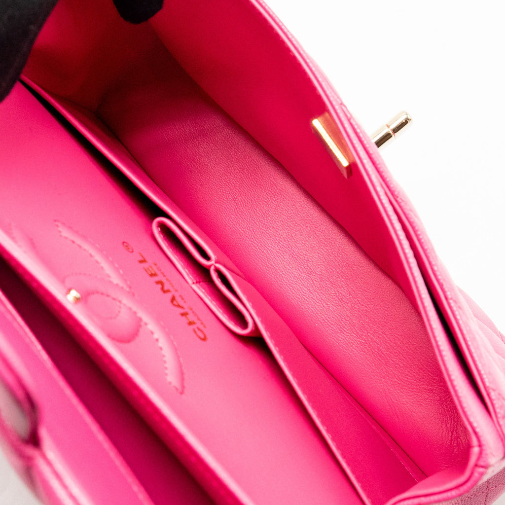 CHANEL SMALL CLASSIC DOUBLE FLAP BAG CAVIAR PINK LGHW (MICROCHIP)