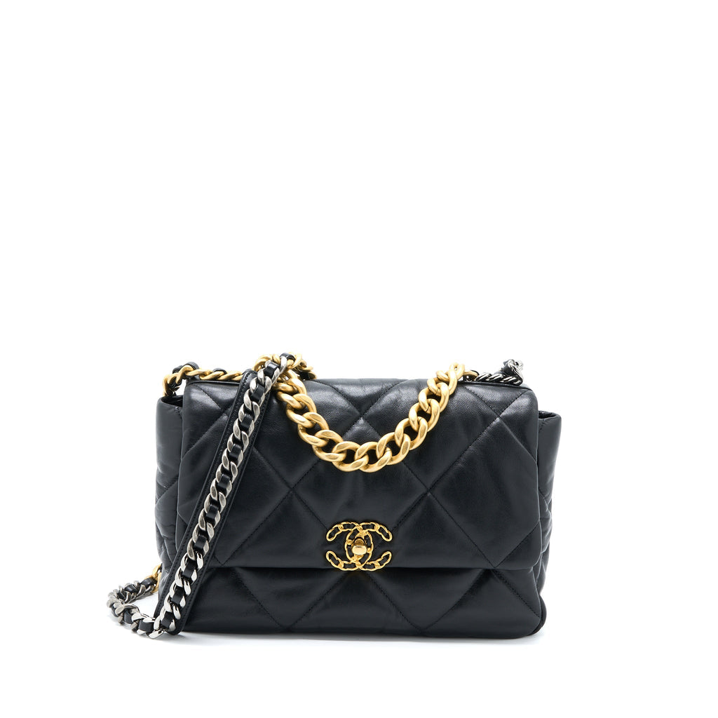 CHANEL MEDIUM 19 BAG GOATSKIN BLACK MULTICOLOUR HARDWARE