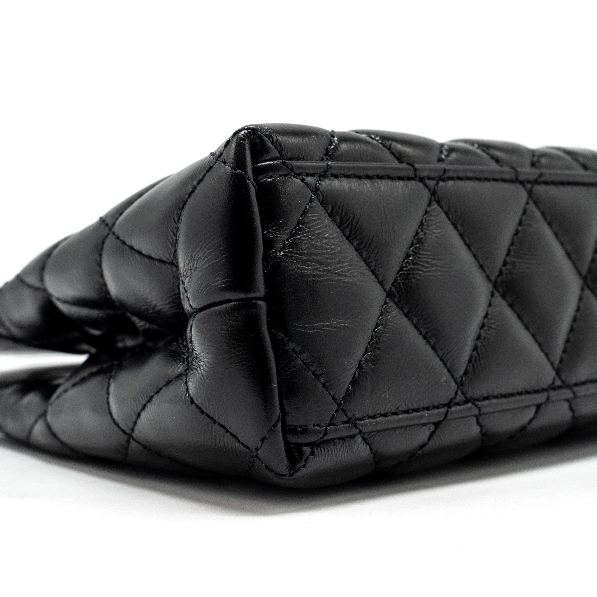 CHANEL 24A MINI SHOPPING TOTE/ MINI KELLY CALFSKIN BLACK GHW (MICROCHIP)