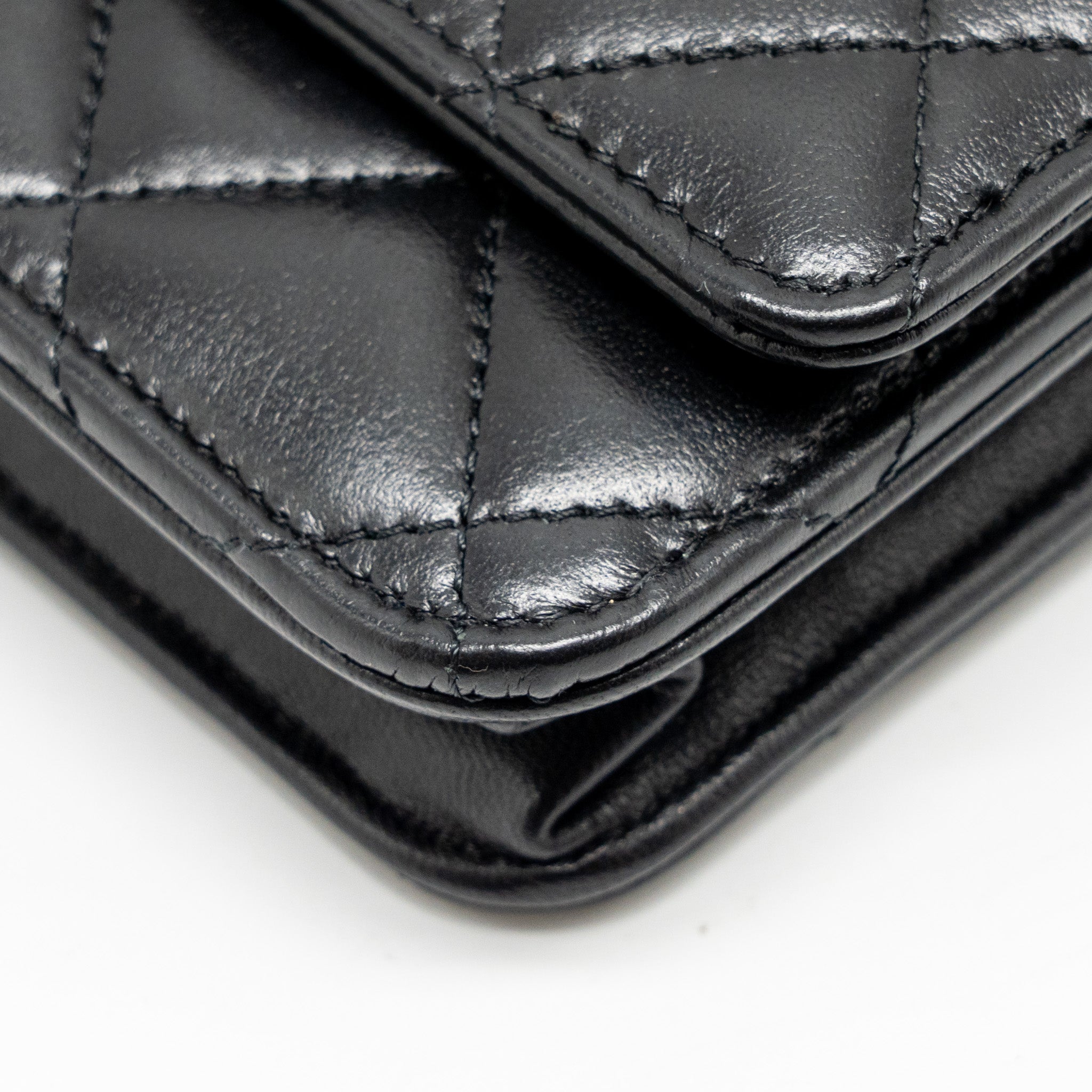 CHANEL TRENDY CC WALLET ON CHAIN LAMBSKIN BLACK LGHW (MICROCHIP)