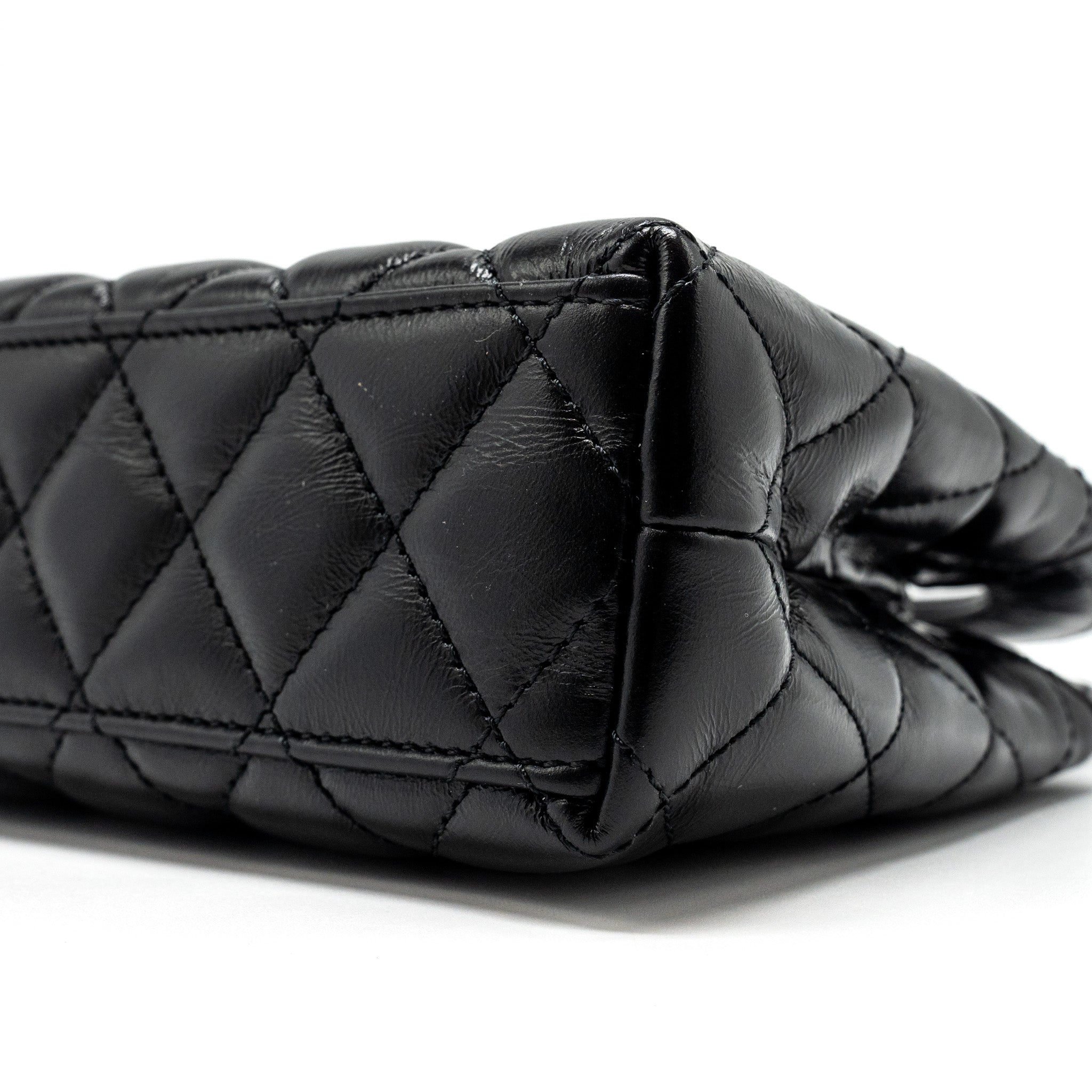 CHANEL 24A MINI SHOPPING TOTE/ MINI KELLY CALFSKIN BLACK GHW (MICROCHIP)