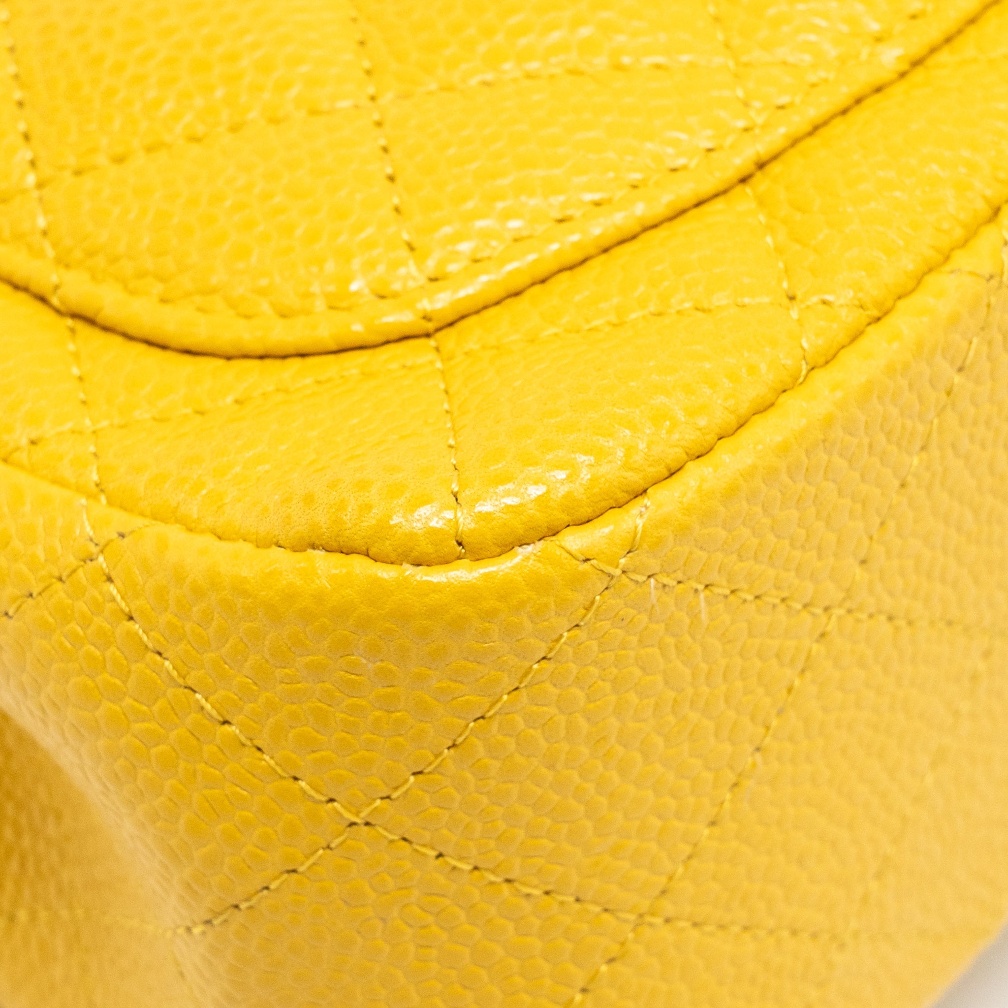 CHANEL CLASSIC MINI SQUARE FLAP BAG CAVIAR YELLOW LGHW