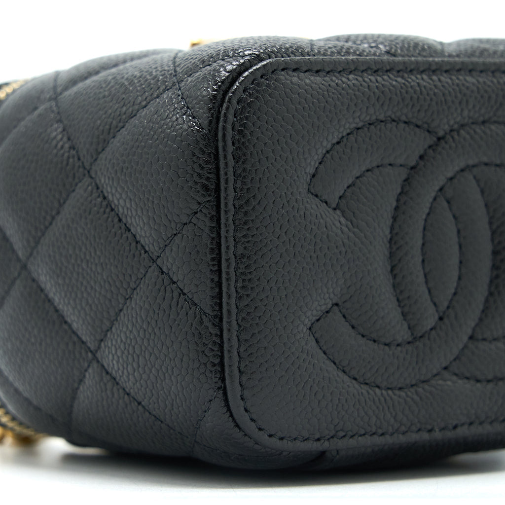 CHANEL 23P COCO LOVE MINI VANITY CASE CAVIAR BLACK GHW (MICROCHIP)