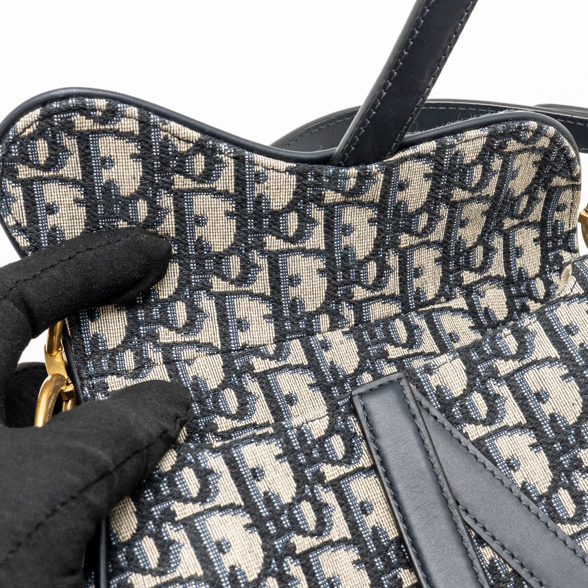 DIOR MINI SADDLE BAG OBLIQUE JACQUARD CANVAS BLUE GHW