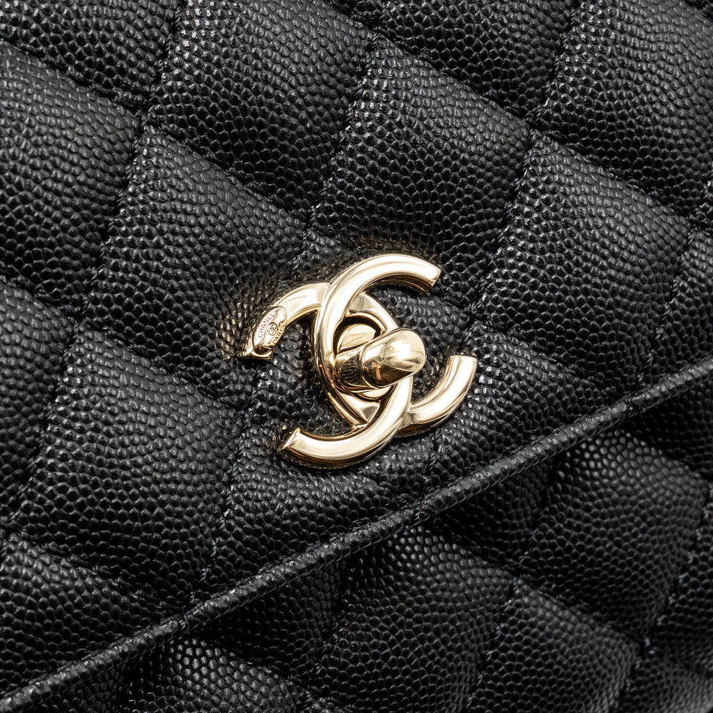 CHANEL SMALL COCO HANDLE CAVIAR BLACK LGHW (MICROCHIP)