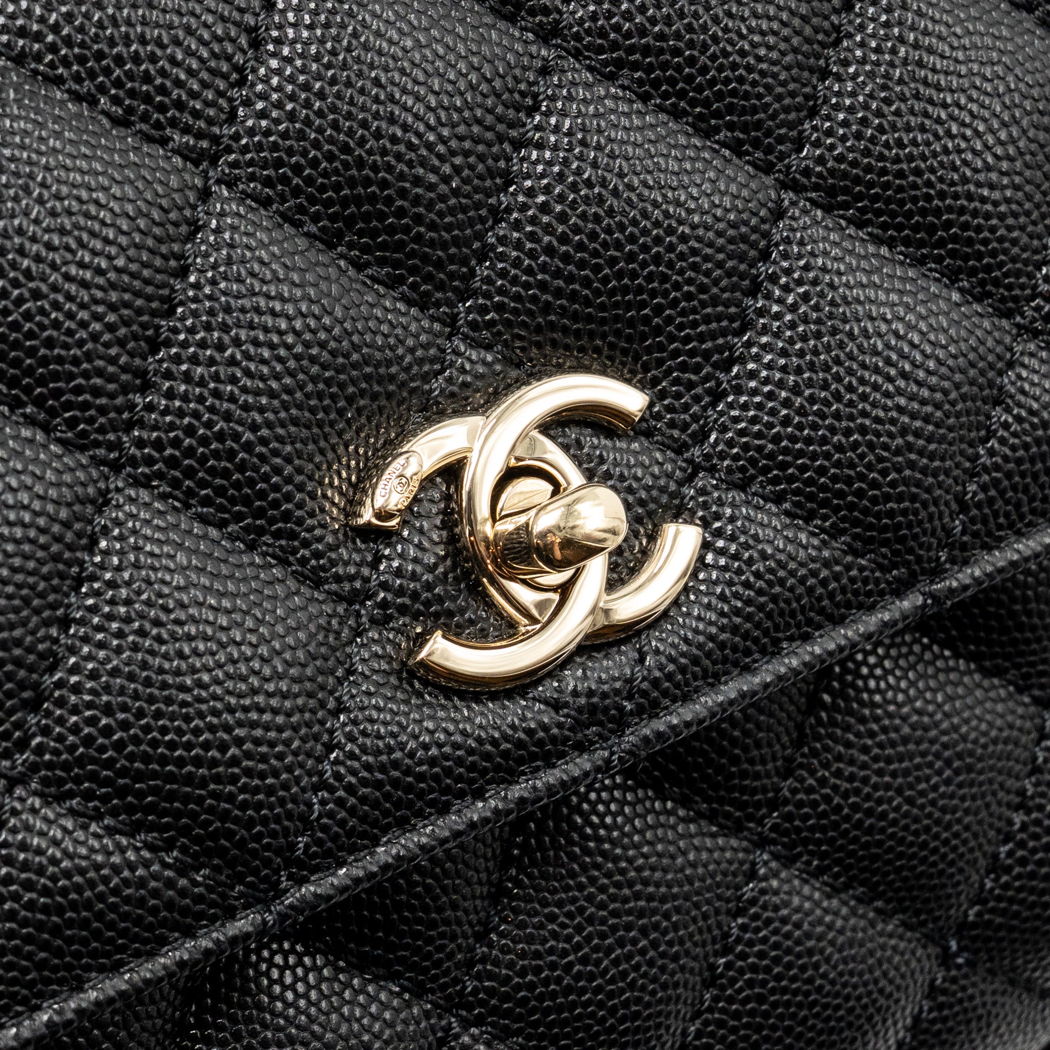 CHANEL SMALL COCO HANDLE CAVIAR BLACK LGHW (MICROCHIP)