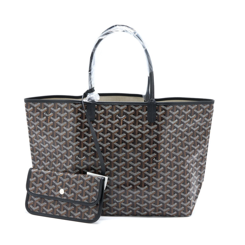 GOYARD SAINT LOUIS PM TOTE BAG GOYARDINE CANVAS BLACK
