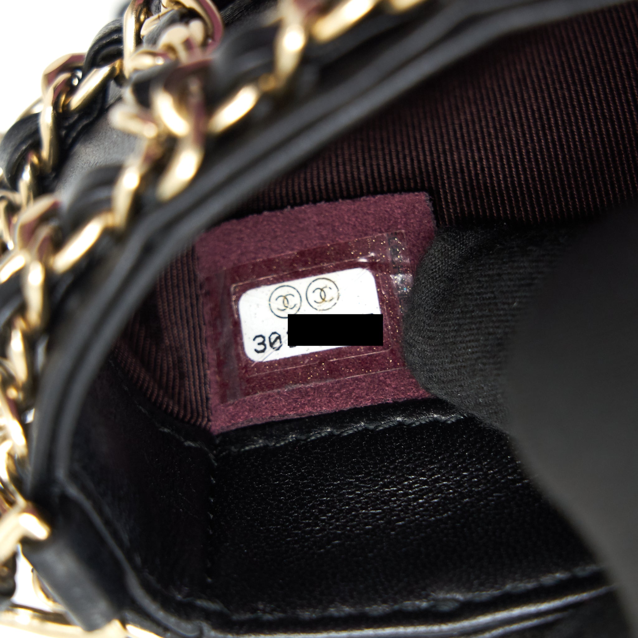 CHANEL GOLD CLUTCH O CHAIN PHONE HOLDER BLACK GHW