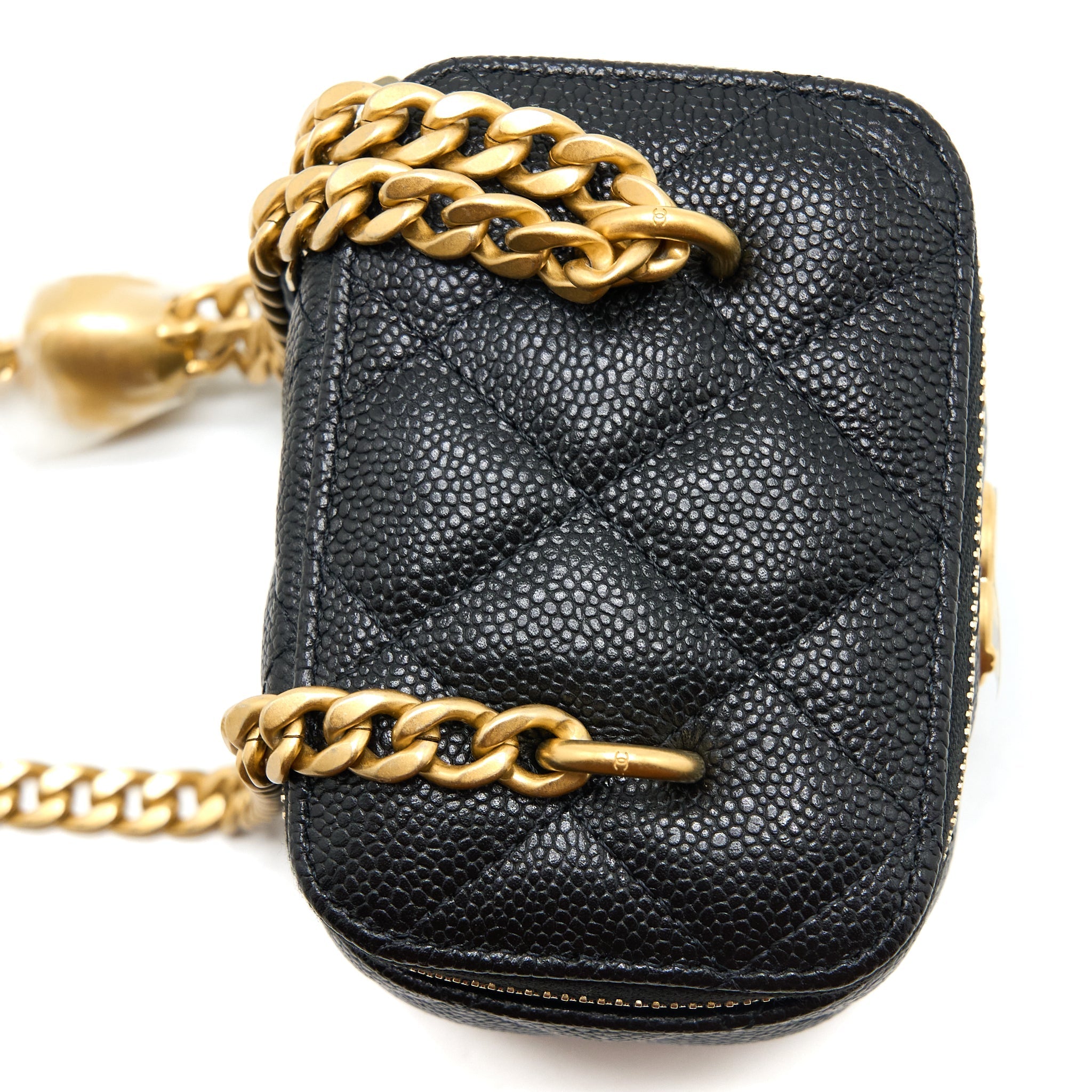 CHANEL 23P COCO LOVE MINI VANITY CASE CAVIAR BLACK GHW (MICROCHIP)