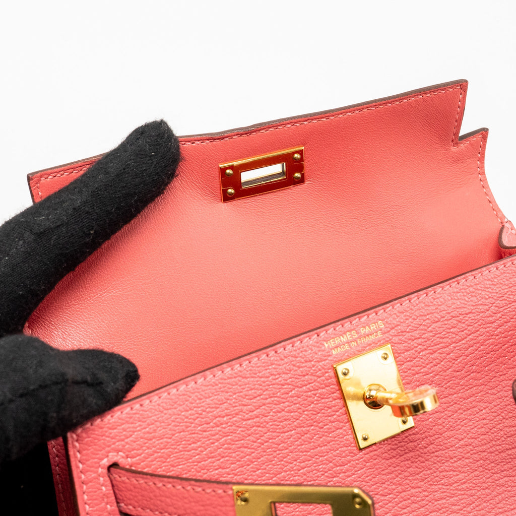 HERMES MINI KELLY II CHÈVRE MYSORE ROSE AZALEE GHW