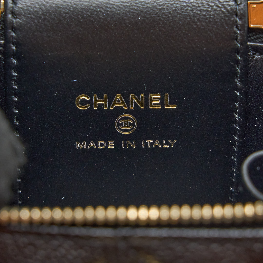 CHANEL 23P COCO LOVE MINI VANITY CASE CAVIAR BLACK GHW (MICROCHIP)