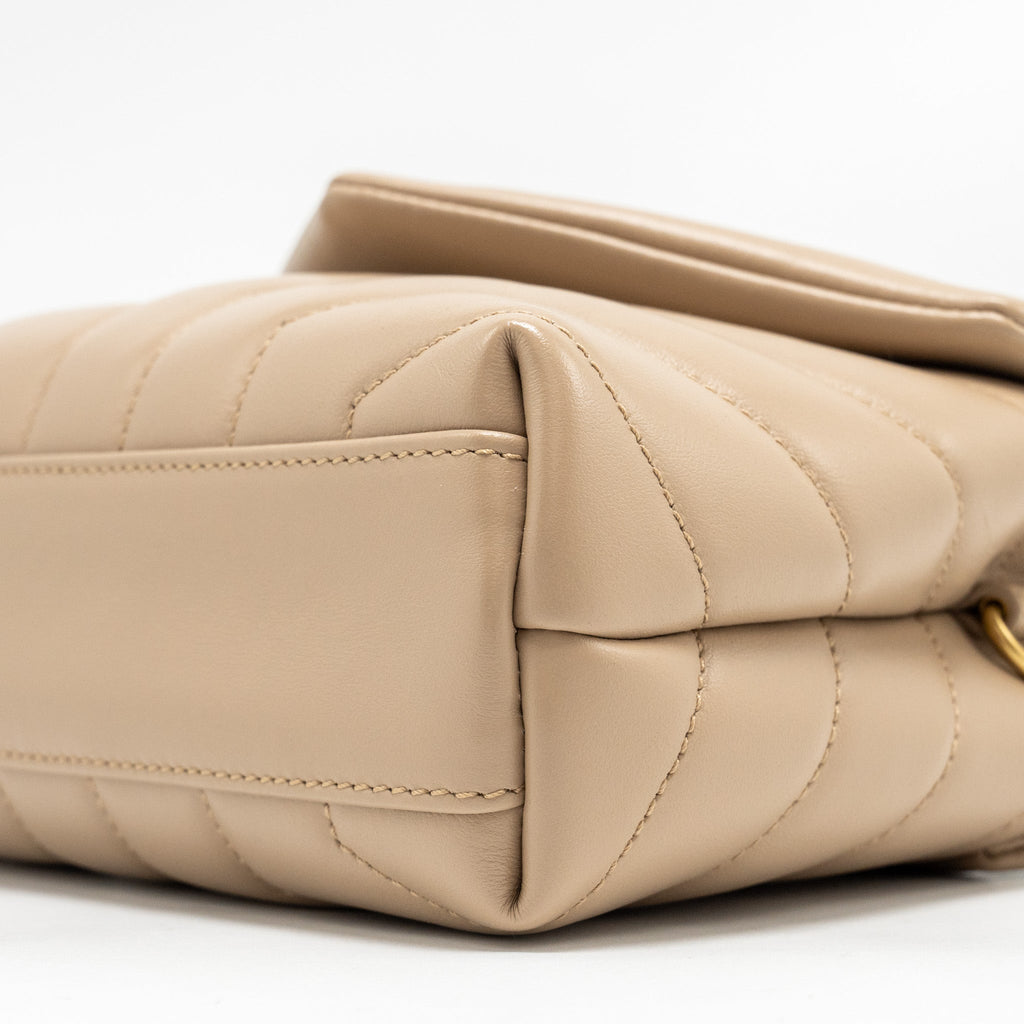 SAINT LAURENT/ YSL LOULOU TOY STRAP BAG CALFSKIN BEIGE GHW