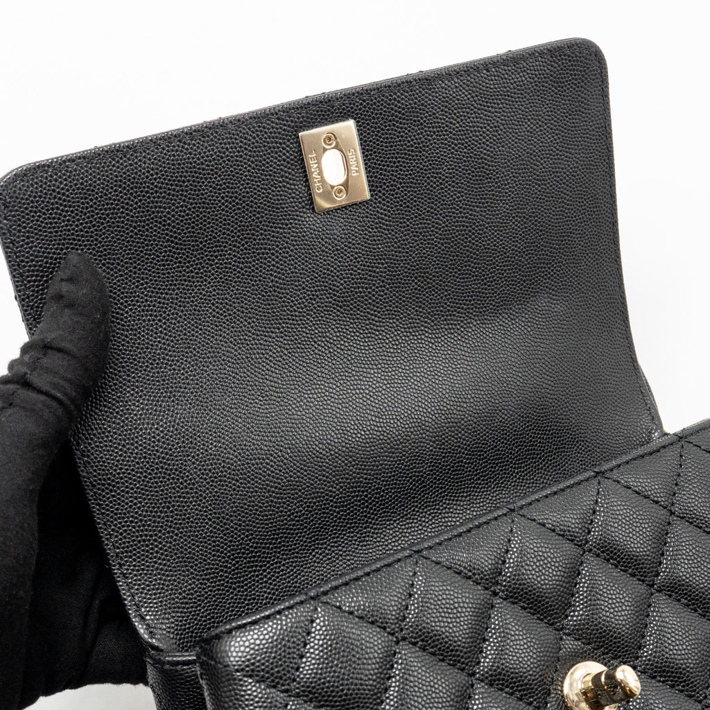 CHANEL SMALL COCO HANDLE CAVIAR BLACK LGHW (MICROCHIP)