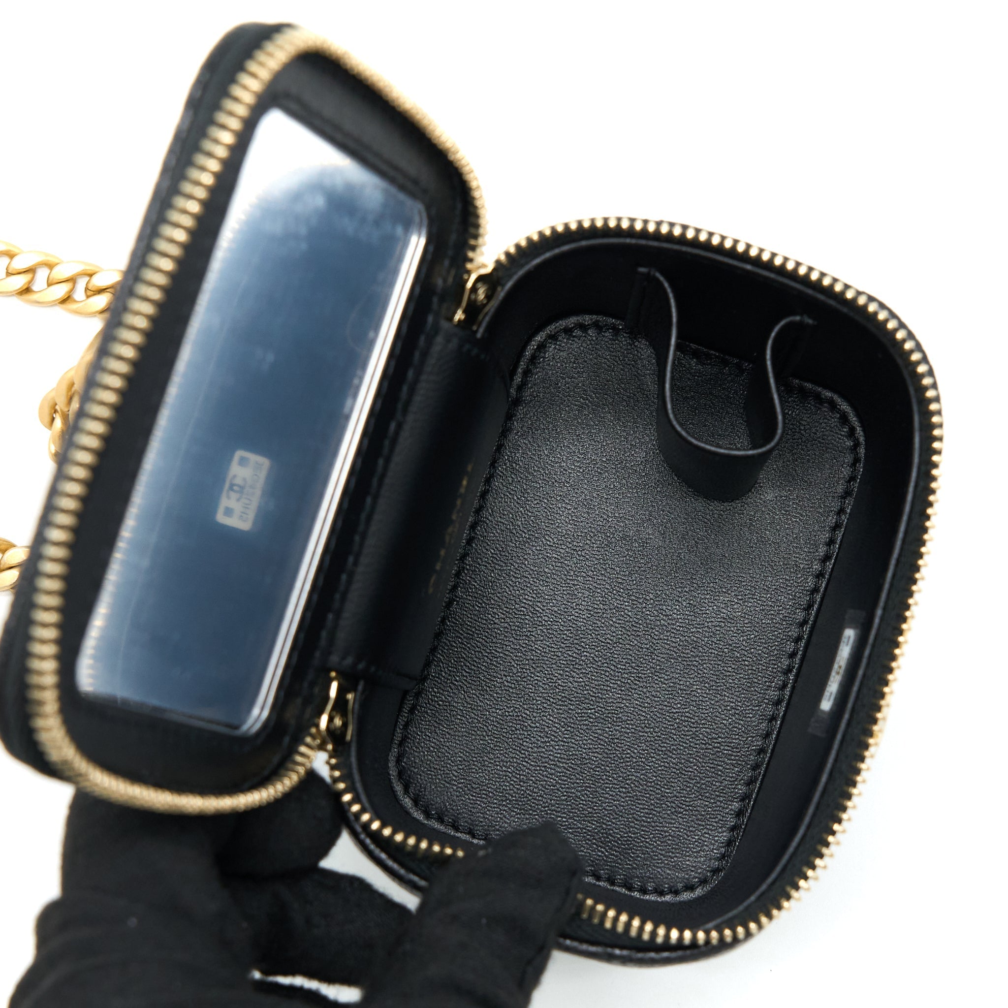 CHANEL 23P COCO LOVE MINI VANITY CASE CAVIAR BLACK GHW (MICROCHIP)