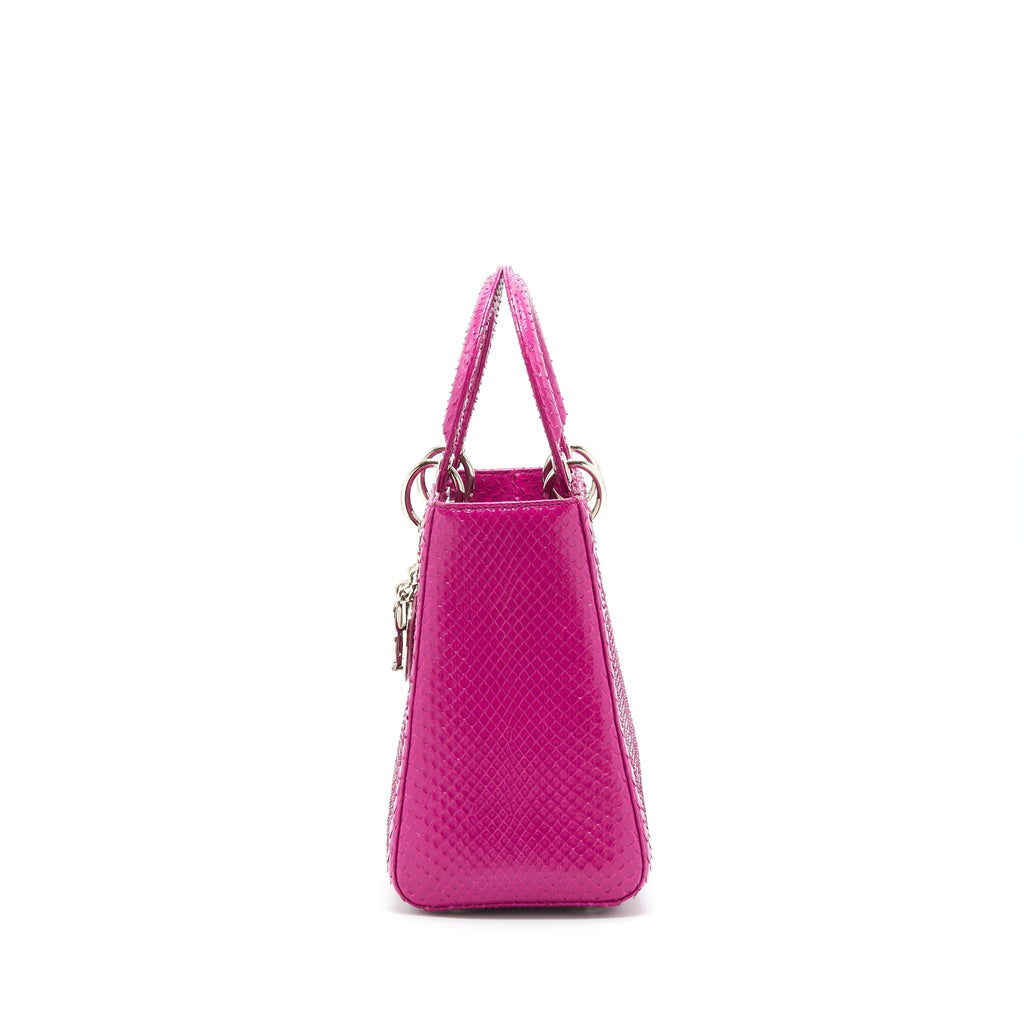 DIOR MEDIUM LADY DIOR BAG PYTHON DARK PINK SHW