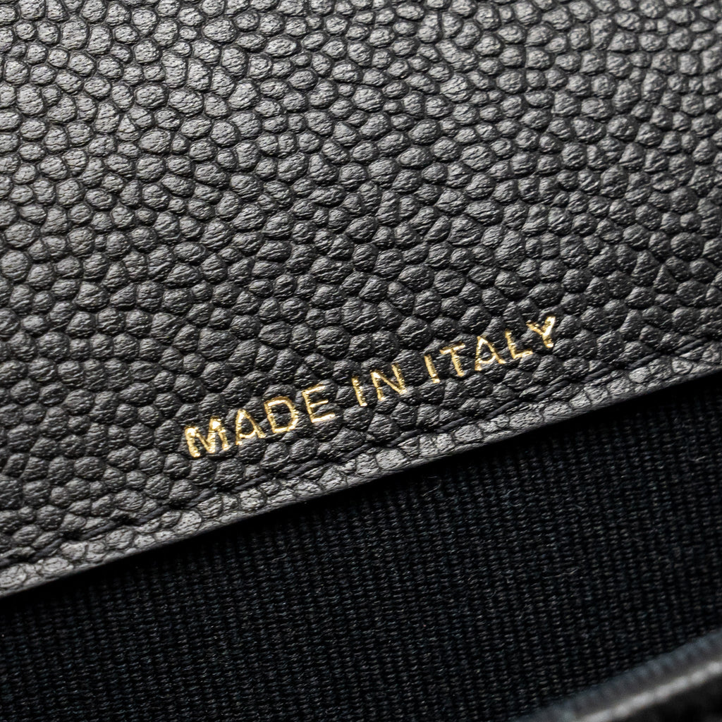 CHANEL COCO LOVE MINI FLAP WALLET WITH CHAIN CAVIAR BLACK GHW (MICROCHIP)