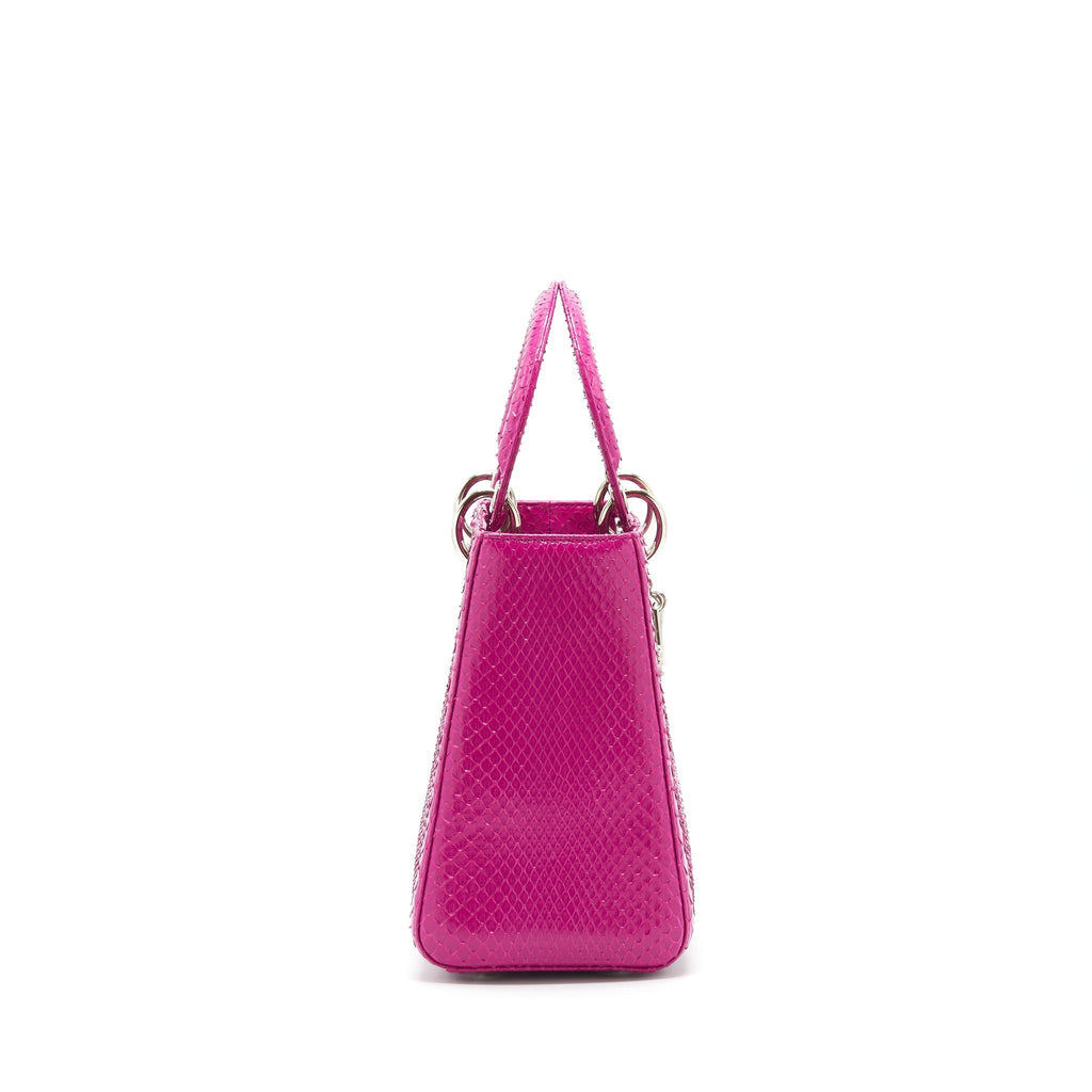 DIOR MEDIUM LADY DIOR BAG PYTHON DARK PINK SHW