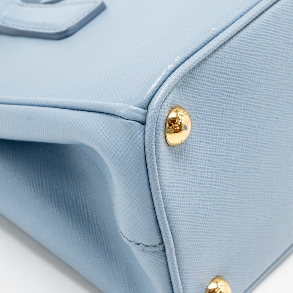 PARADA GALLERIA SAFFIANO MINI TOTE BAG LEATHER LIGHT BLUE GHW