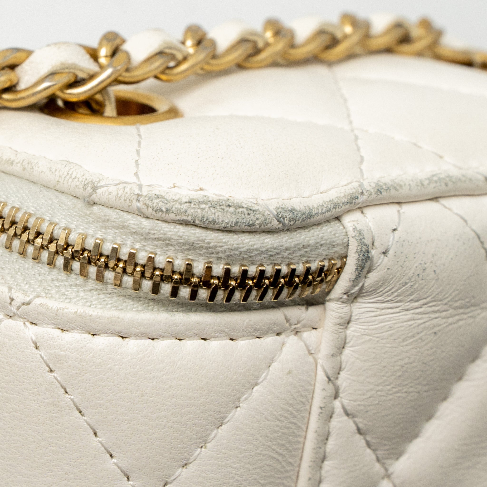 CHANEL PEARL CRUSH MINI VANITY LAMBSKIN WHITE BRUSHED GHW
