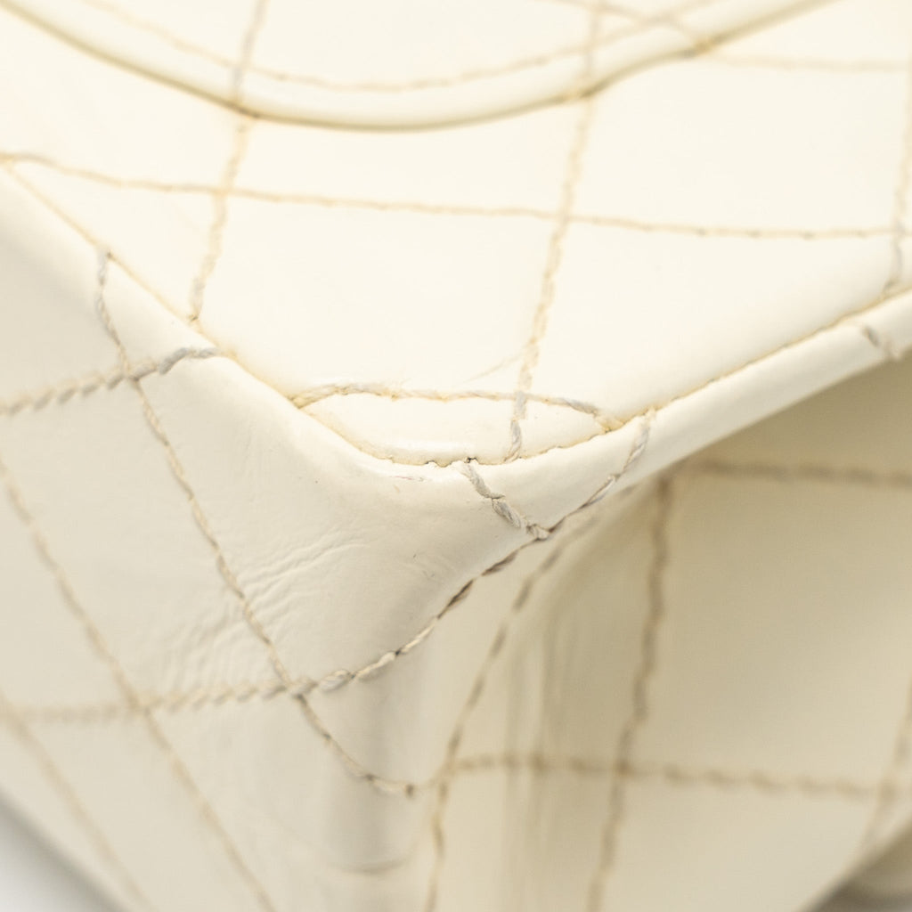 CHANEL MINI 2.55 REISSUE FLAP BAG AGED CALFSKIN CREAMY WHITE WITH RUTHENIUM HARDWARE
