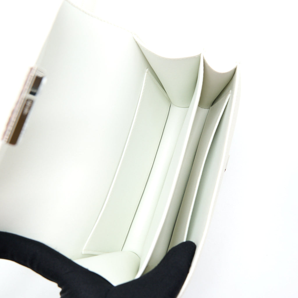 HERMES MINI CONSTANCE EVERCOLOR BLANC / ALLIGATOR BUCKLE/TERRE