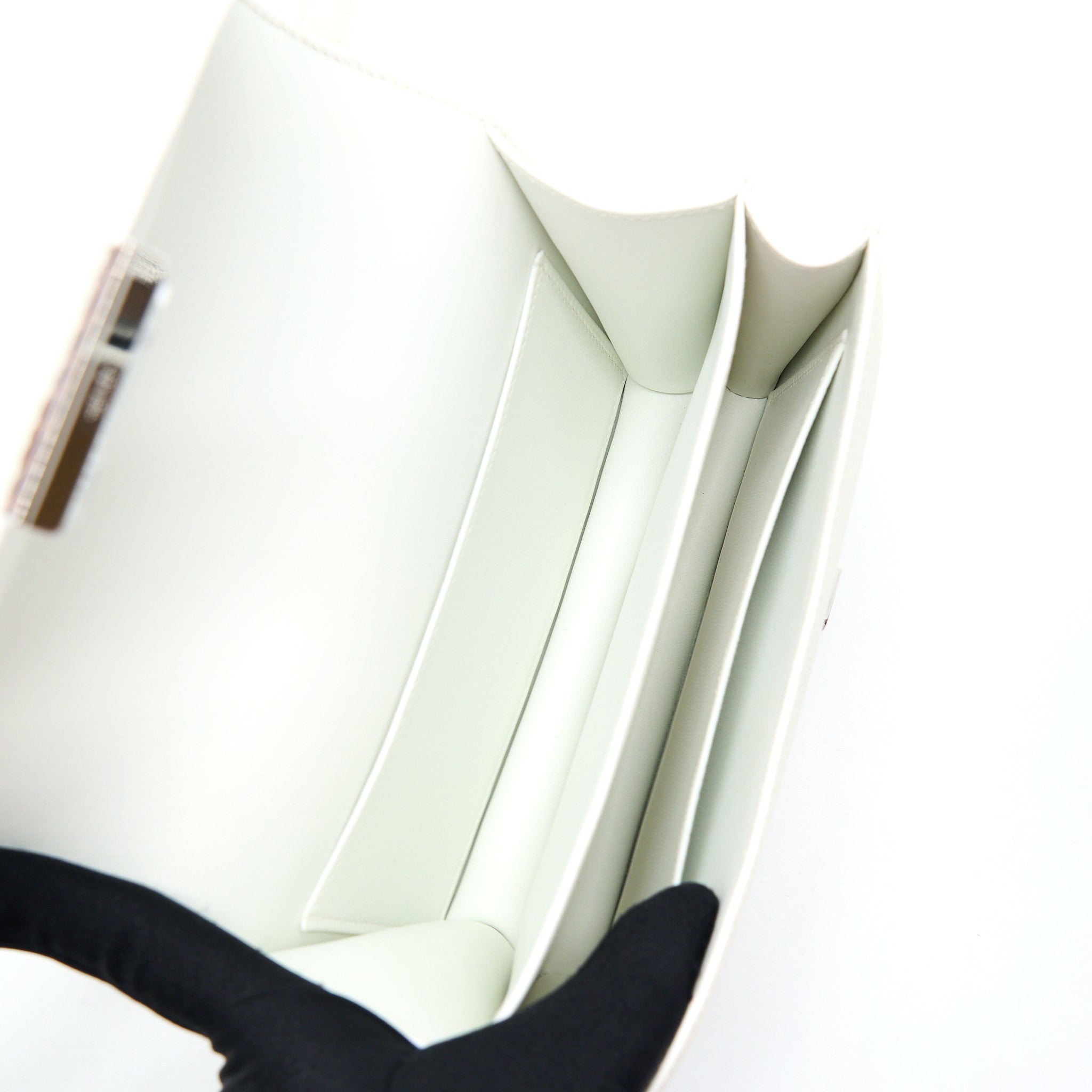 HERMES MINI CONSTANCE EVERCOLOR BLANC / ALLIGATOR BUCKLE/TERRE
