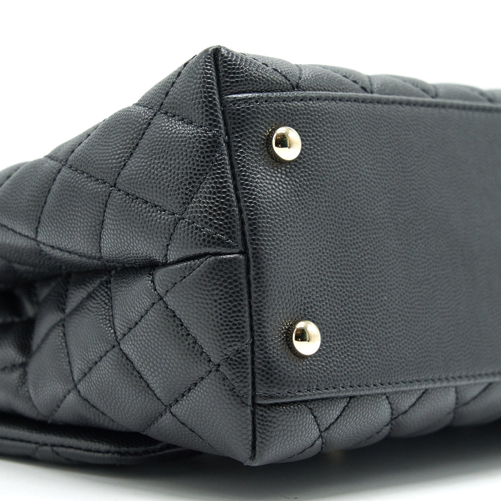 CHANEL SMALL COCO HANDLE FLAP BAG CAVIAR BLACK LGHW