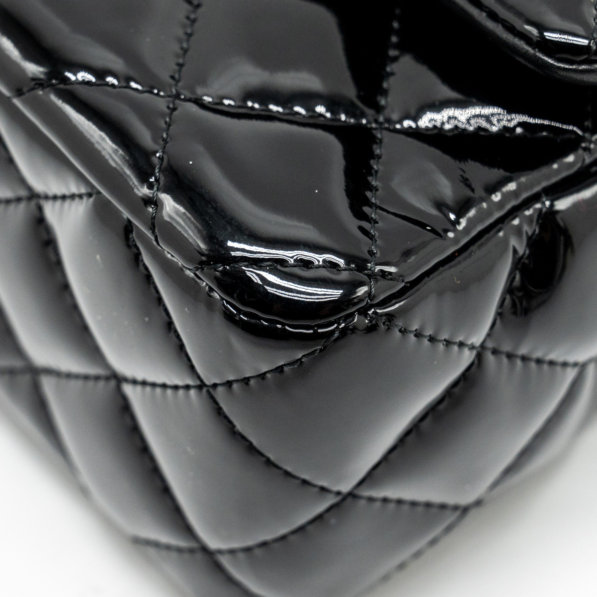 CHANEL MINI RECTANGULAR FLAP BAG PATENT BLACK LGHW