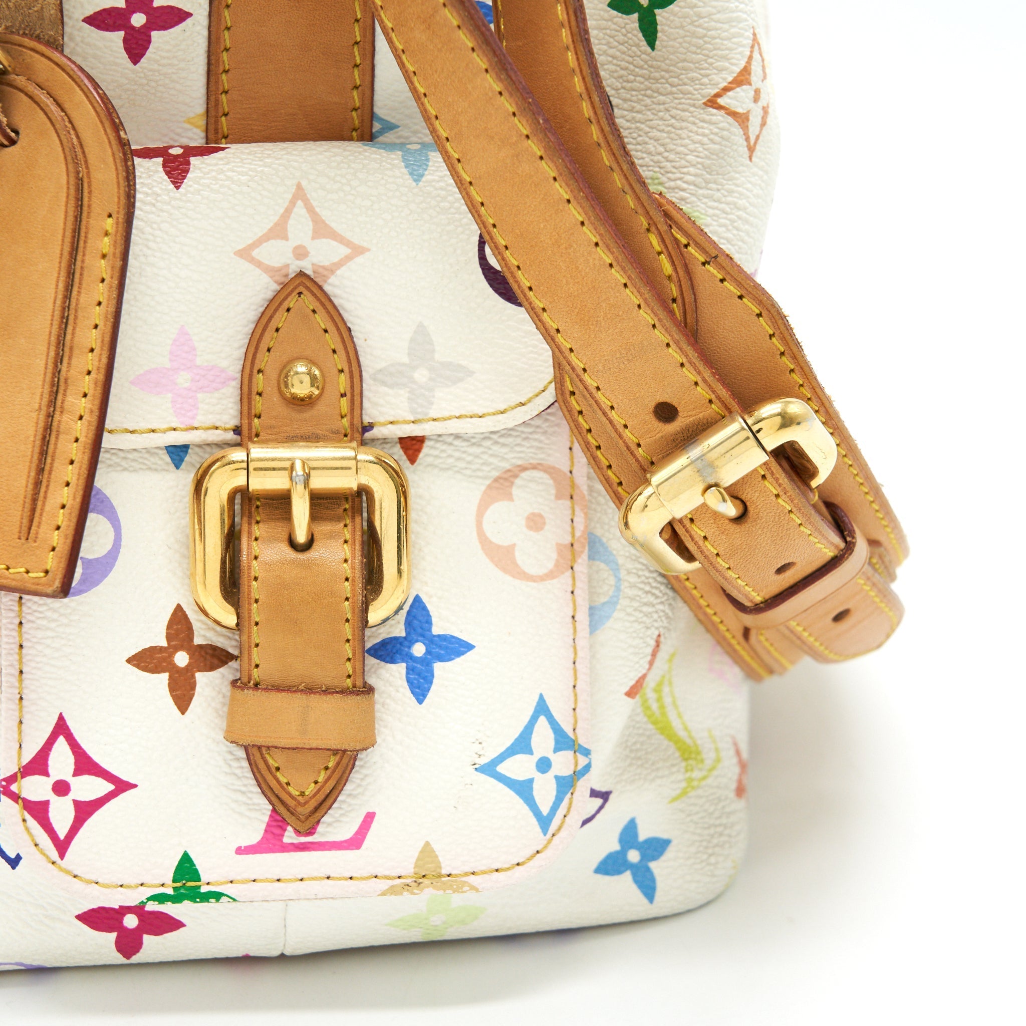 LOUIS VUITTON PETIT NOE SHOULDER BAG MONOGRAM CANVAS MULTICOLOR WHITE