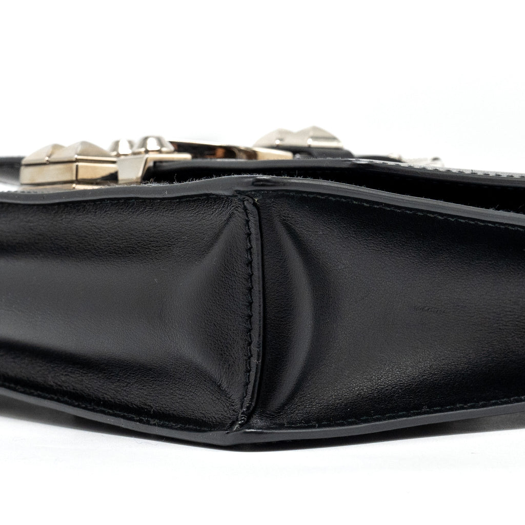 PRADA ELECTRA CITY FLAP BAG CALFSKIN BLACK / RED SHW