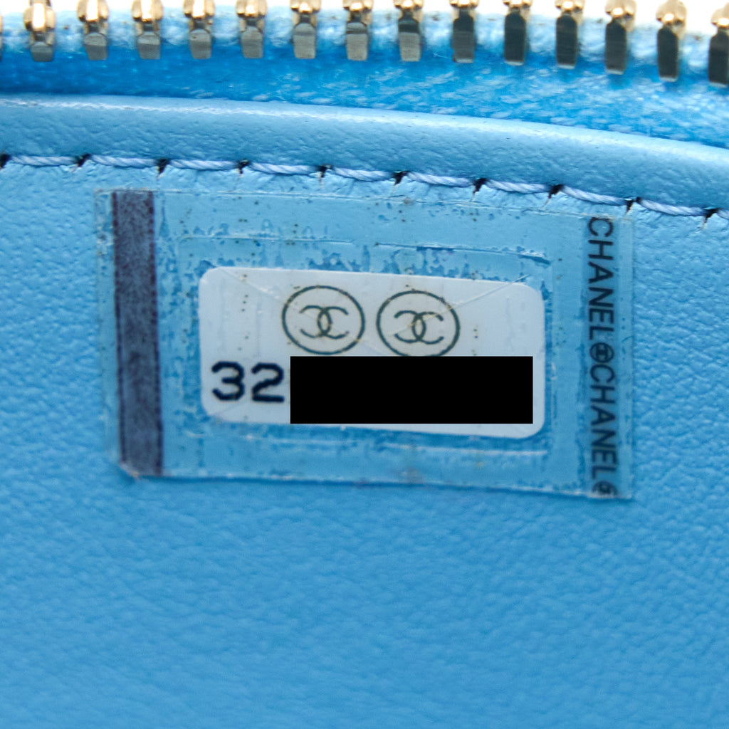 CHANEL 22S LETTER TOP HANDLE LONG VANITY CAVIAR BLUE GHW