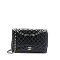 CHANEL MAXI SINGLE FLAP BAG LAMBSKIN BLACK GHW