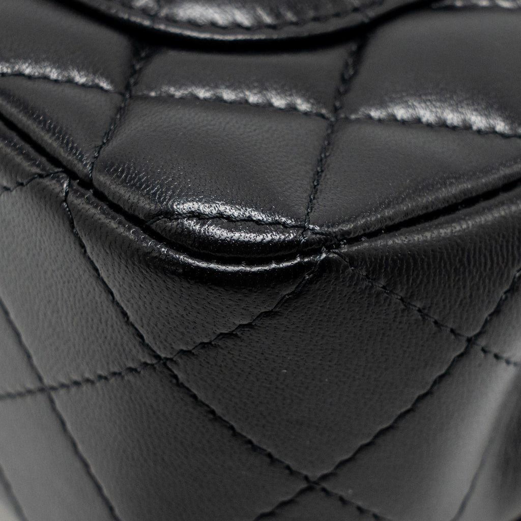 CHANEL TOP HANDLE MINI RECTANGULAR LAMBSKIN BLACK LGHW (MICROCHIP)