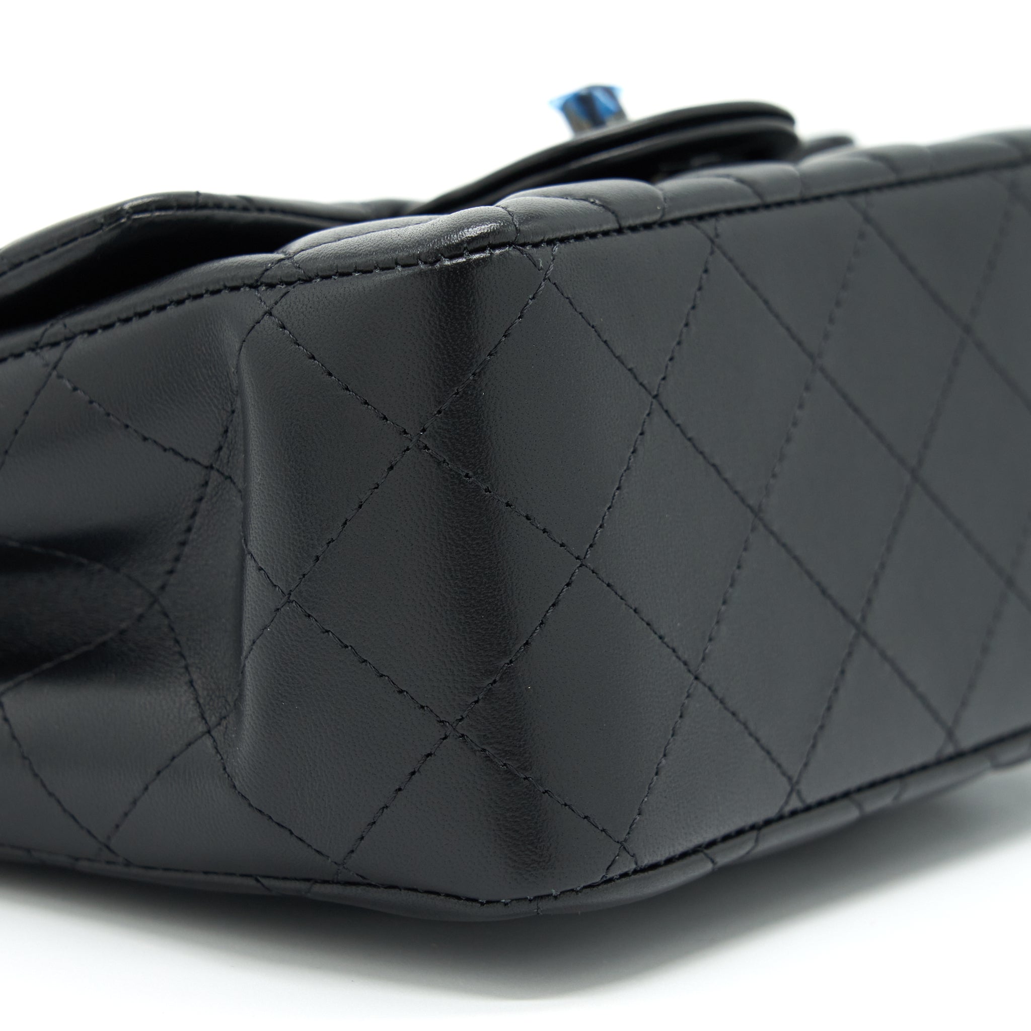 CHANEL MINI SQUARE FLAP BAG LAMBSKIN SO BLACK