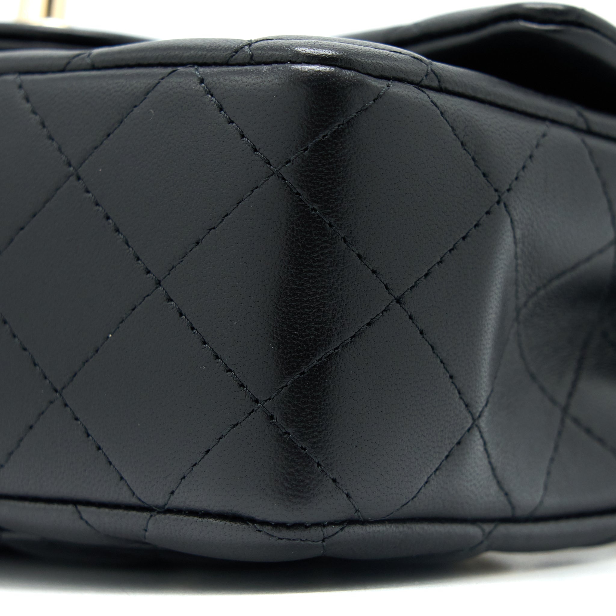 CHANEL TOP HANDLE MINI RECTANGULAR FLAP BAG LAMBSKIN BLACK LGHW (MICROCHIP)