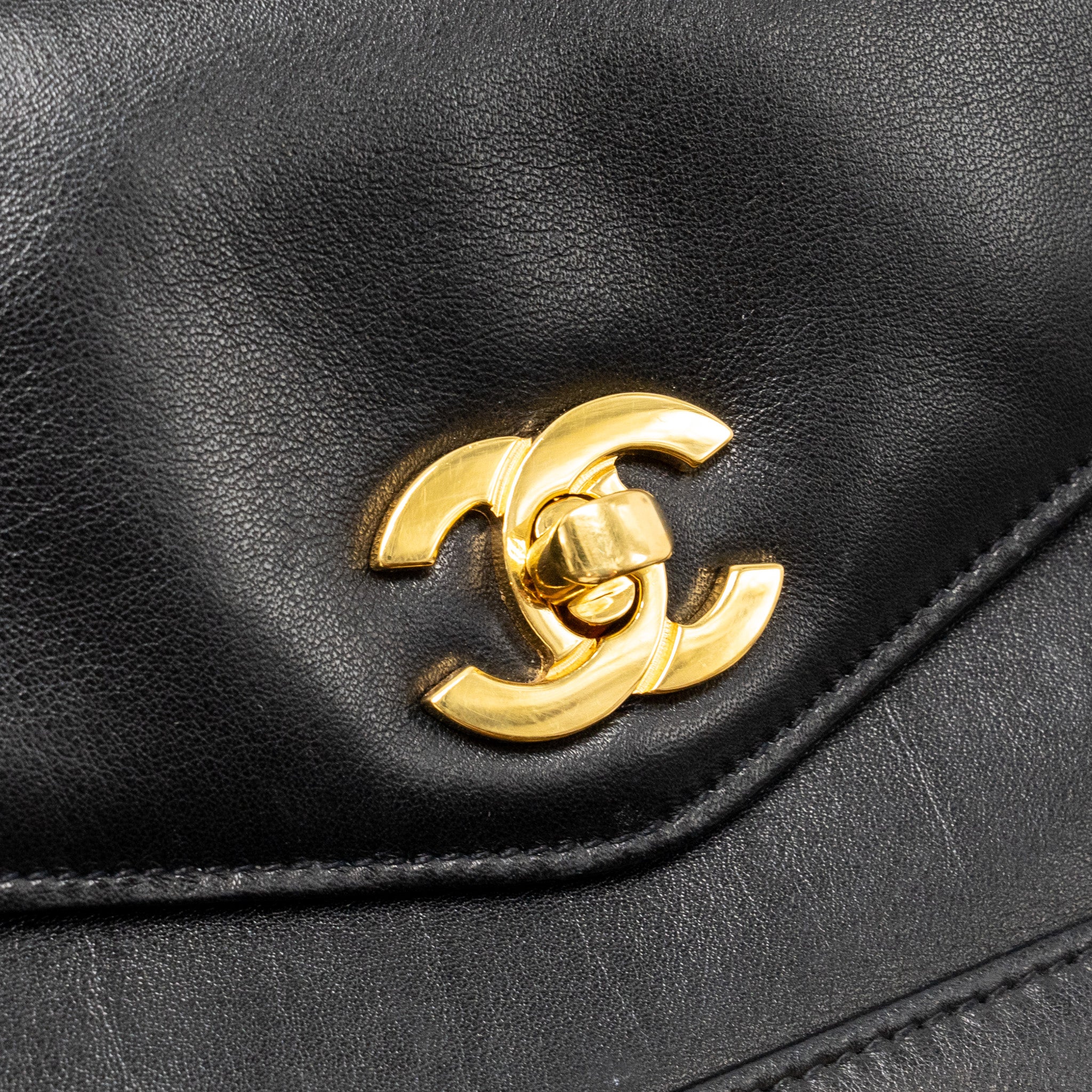 CHANEL VINTAGE CC LOGO FLAP BELT BAG SMOOTH CALFSKIN BLACK GHW