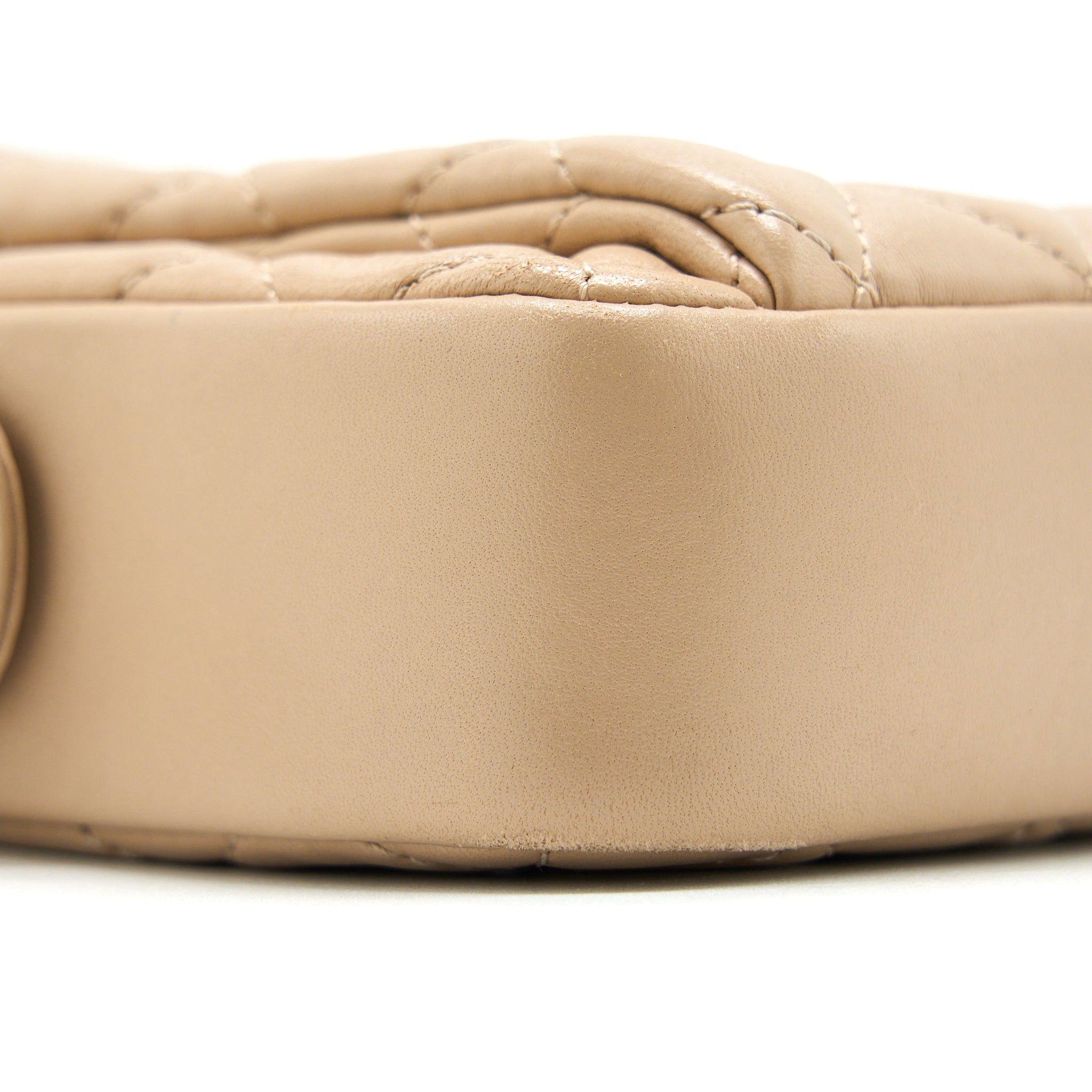 CHANEL SMALL VERTICAL CAMERA BAG WITH CHAIN LAMBSKIN BEIGE LGHW