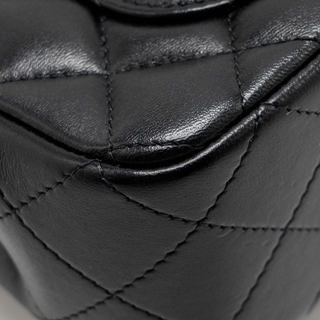 CHANEL TOP HANDLE MINI RECTANGULAR LAMBSKIN BLACK LGHW (MICROCHIP)