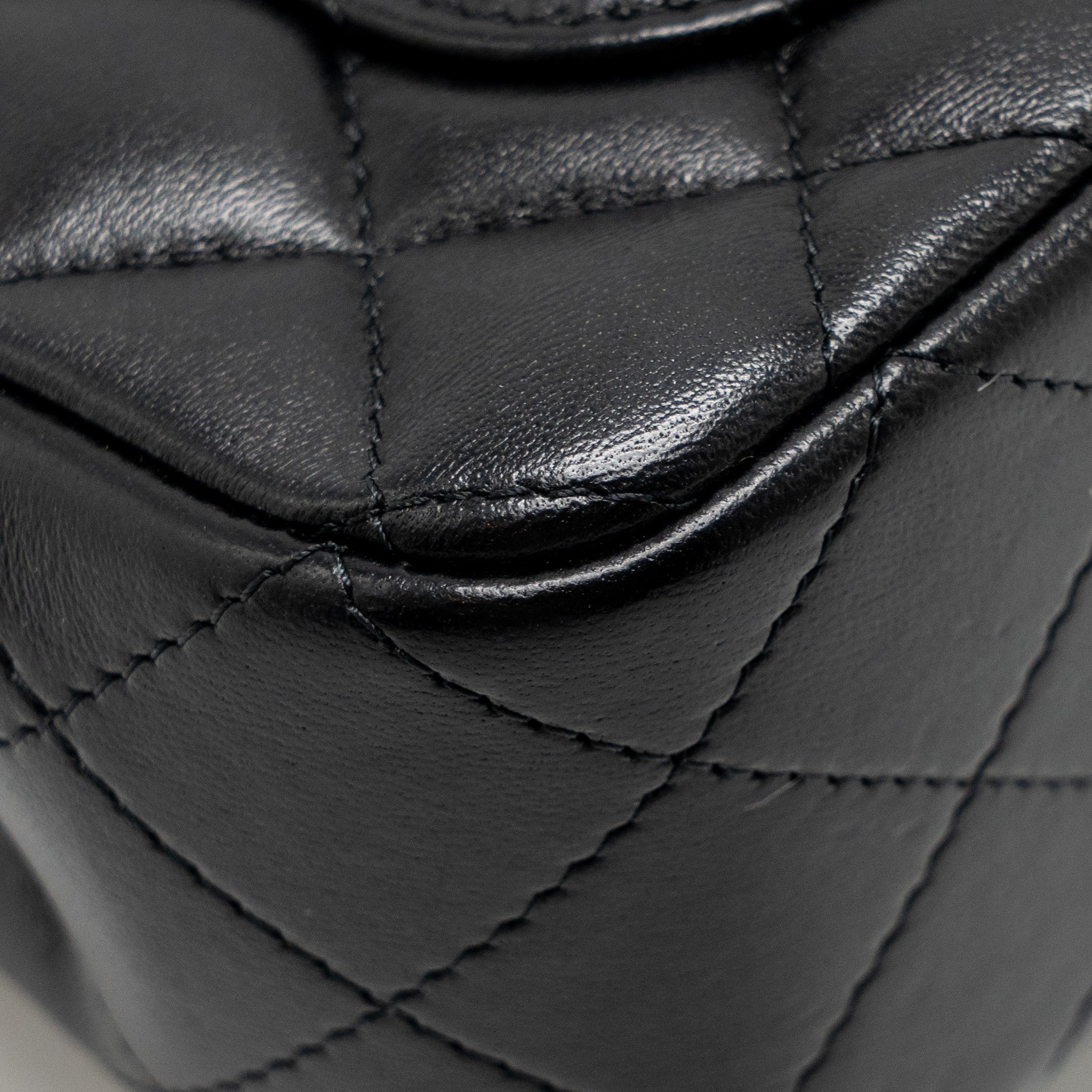 CHANEL TOP HANDLE MINI RECTANGULAR LAMBSKIN BLACK LGHW (MICROCHIP)