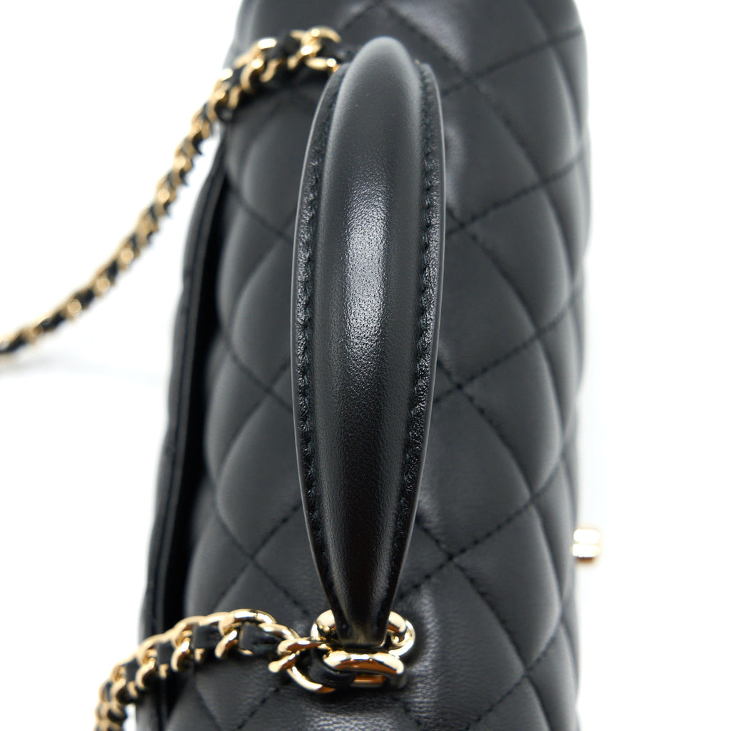CHANEL TOP HANDLE MINI RECTANGULAR FLAP BAG LAMBSKIN BLACK LGHW (MICROCHIP)