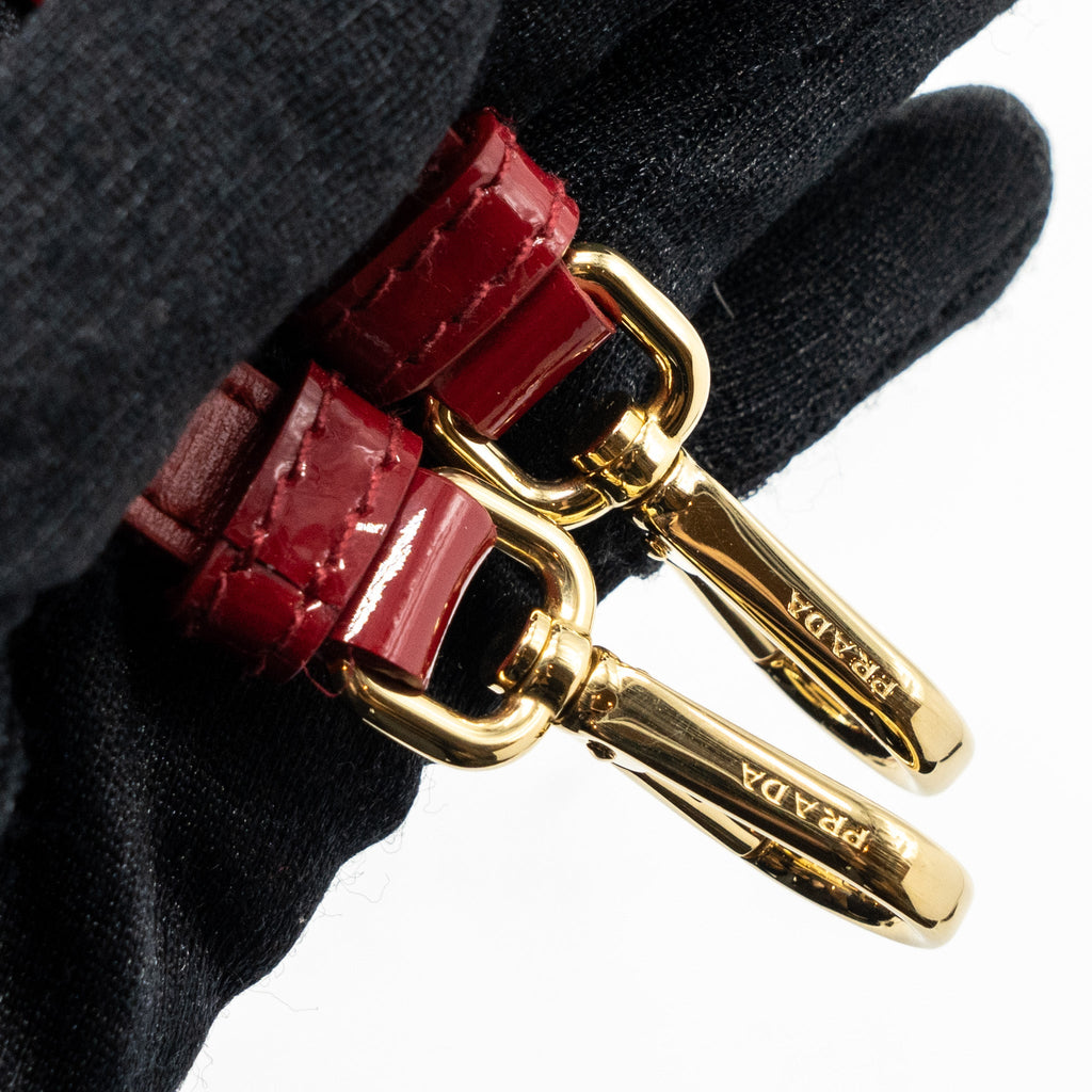 PRADA SMALL GALLERIA BAG PATENT CHERRY GHW