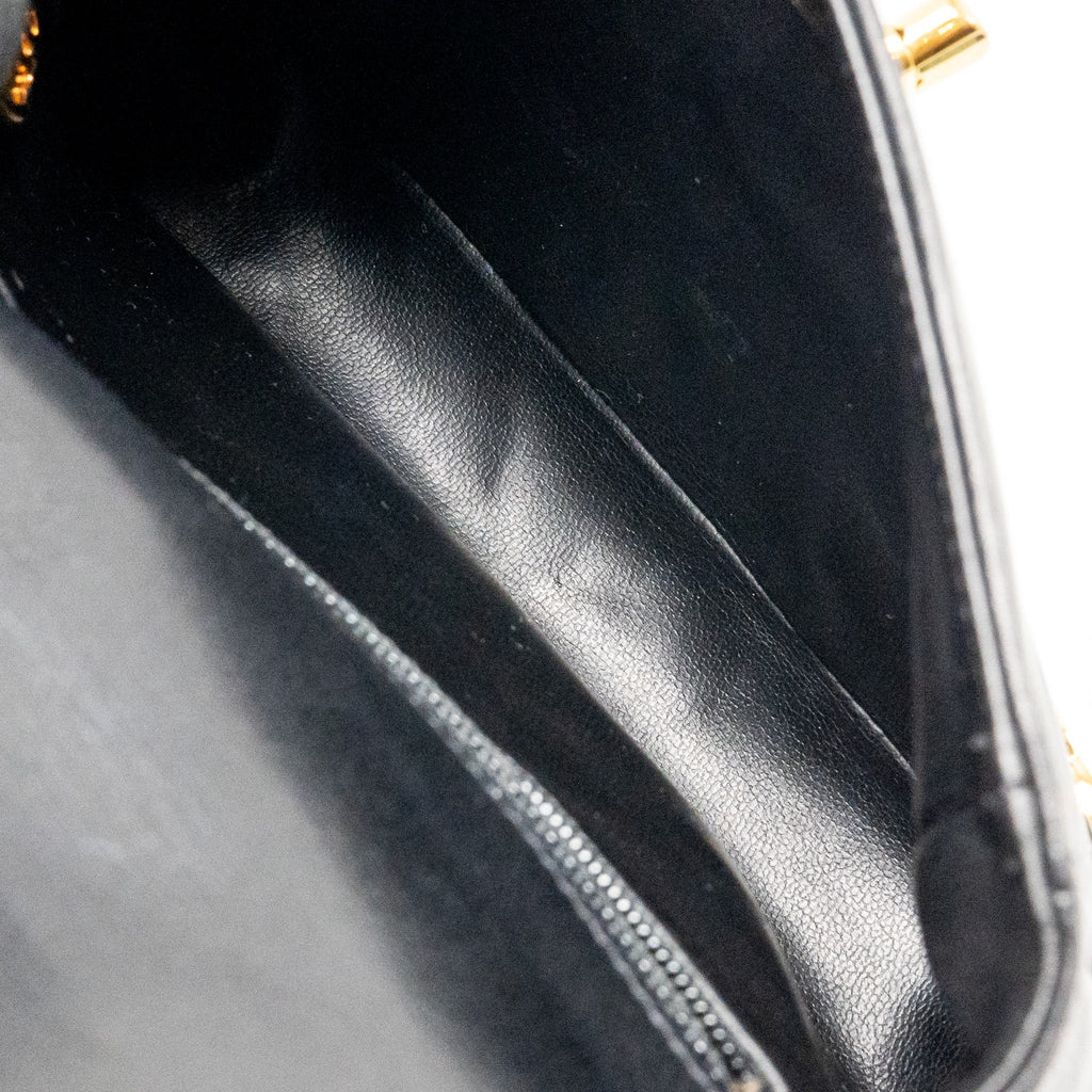 CHANEL VINTAGE CC LOGO FLAP BELT BAG SMOOTH CALFSKIN BLACK GHW