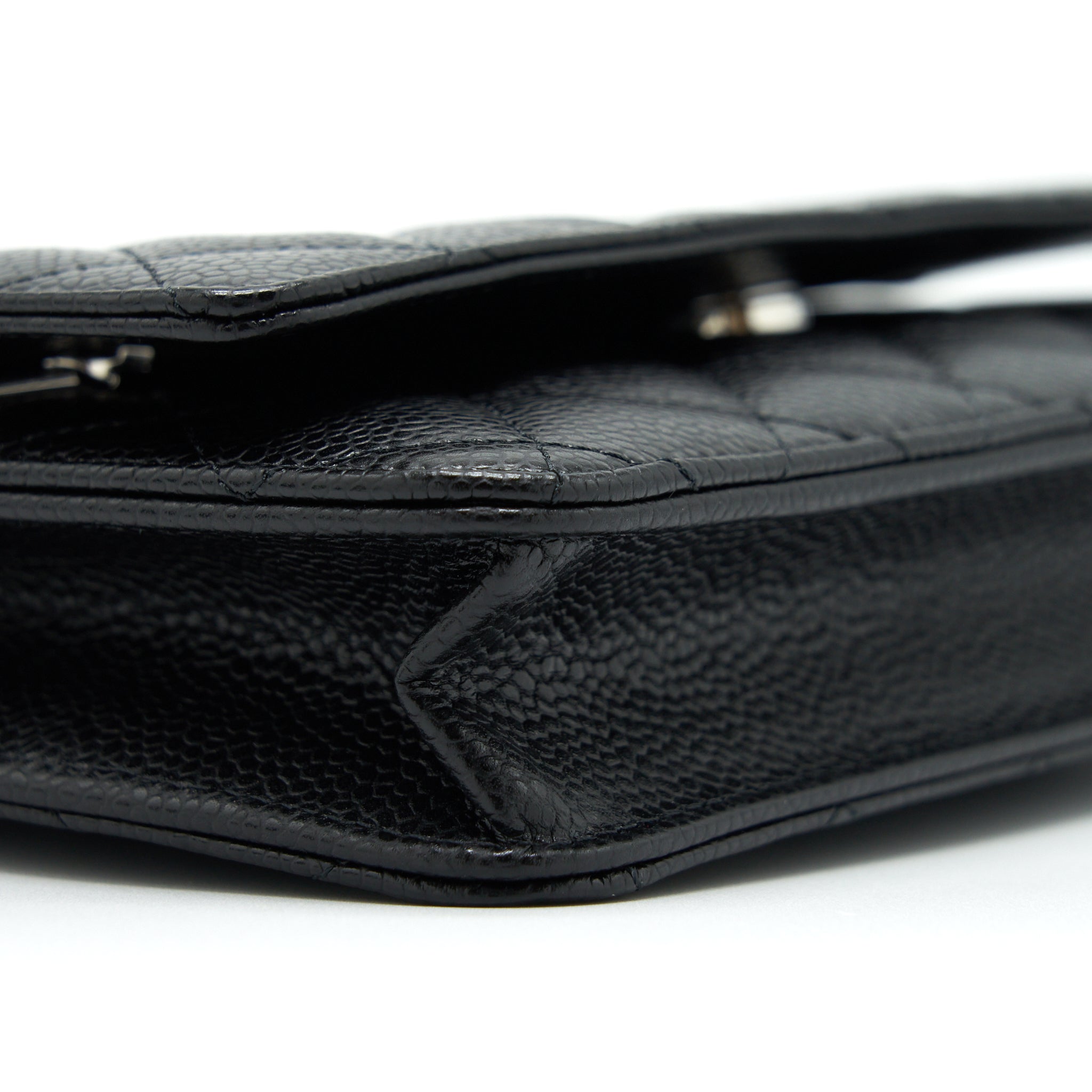 CHANEL CLASSIC WALLET ON CHAIN CAVIAR BLACK SHW (MICROCHIP)
