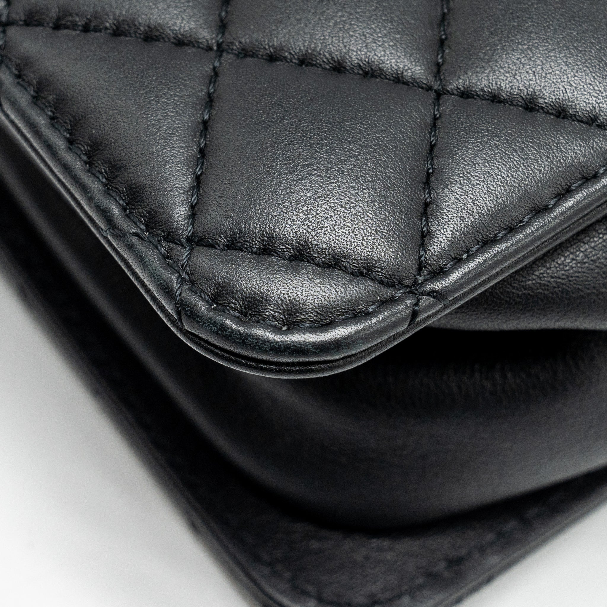 CHANEL GIANT CC LOGO MINI TOTE BAG LAMBSKIN BLACK GHW