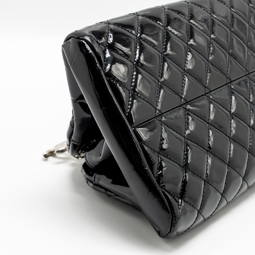 CHANEL JUST MADEMOISELLE BOWLING BAG PATENT BLACK SHW