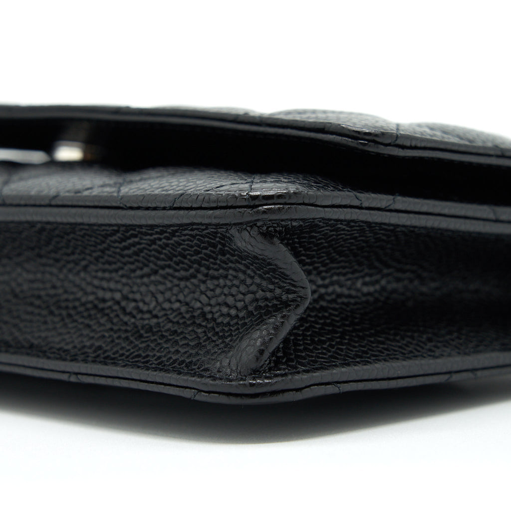 CHANEL CLASSIC WALLET ON CHAIN CAVIAR BLACK SHW (MICROCHIP)