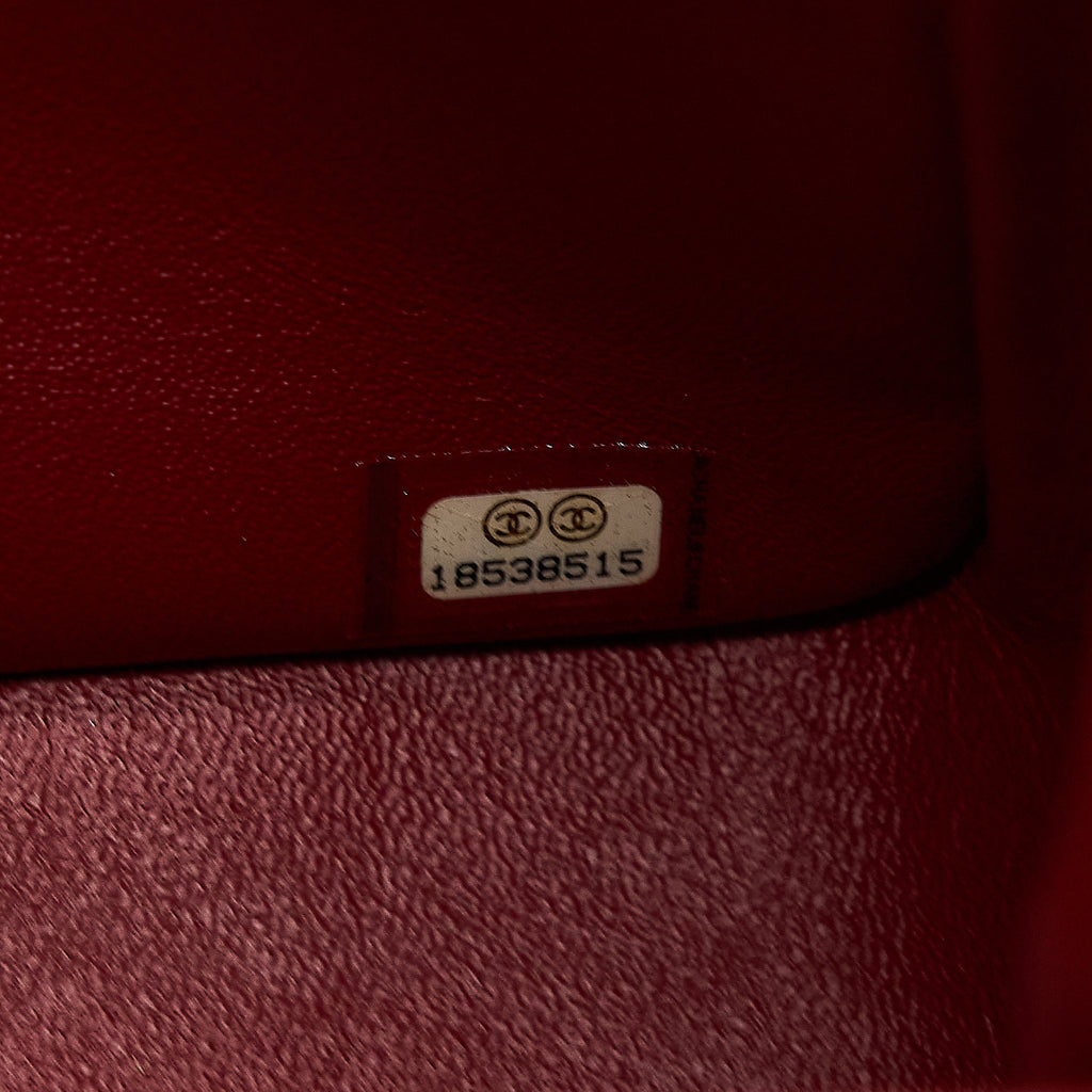 CHANEL JUMBO CLASSIC FLAP BAG PATENT RED SHW