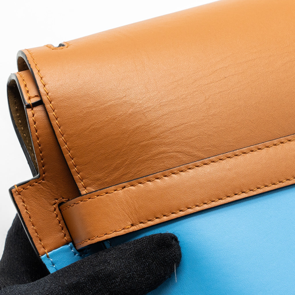 LOEWE GATE BAG LEATHER BLUE / BROWN GHW