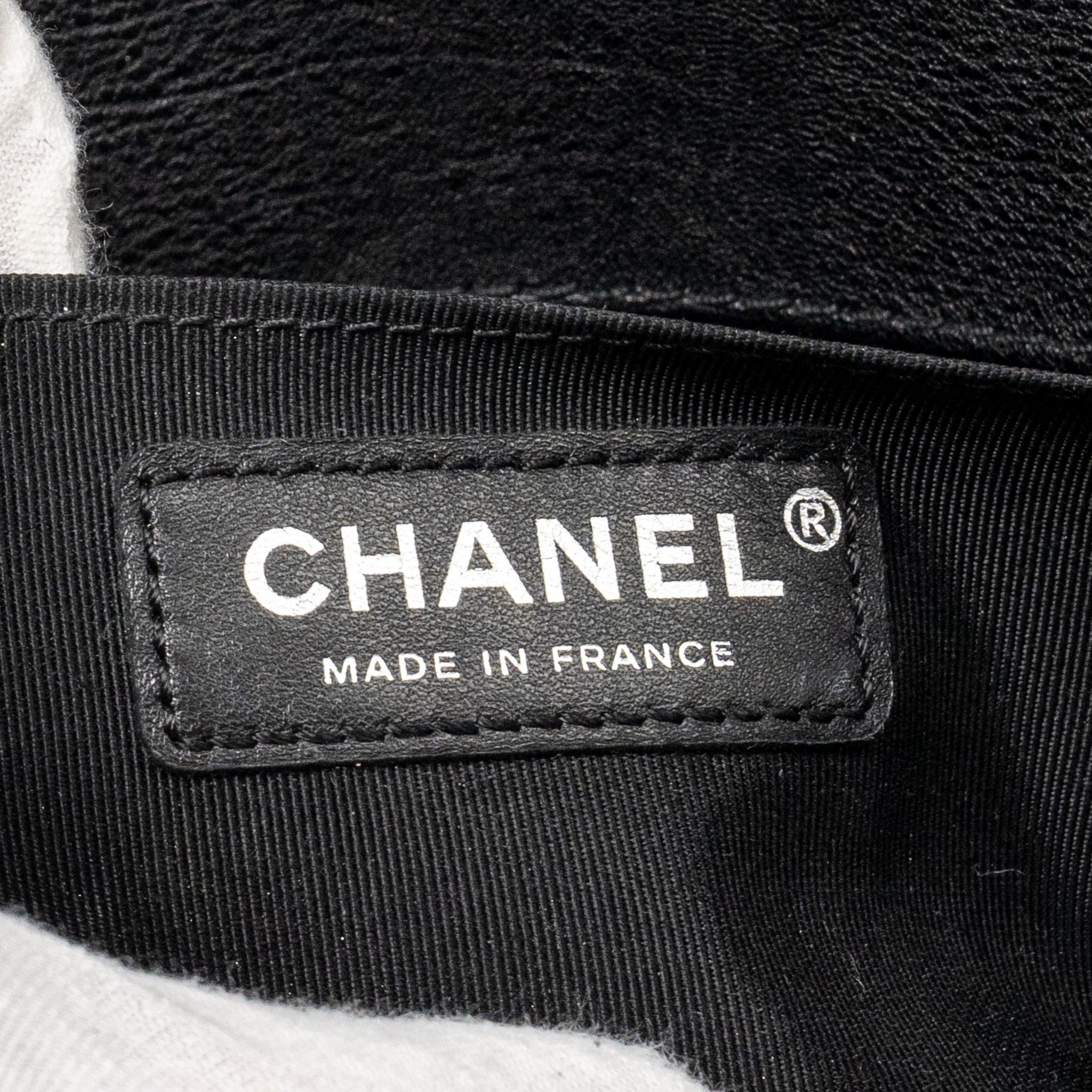 CHANEL TOP HANDLE BOY BAG LIMITED EDITION GRAINED CALFSKIN BLACK RUTHENIUM SILVER HARDWARE