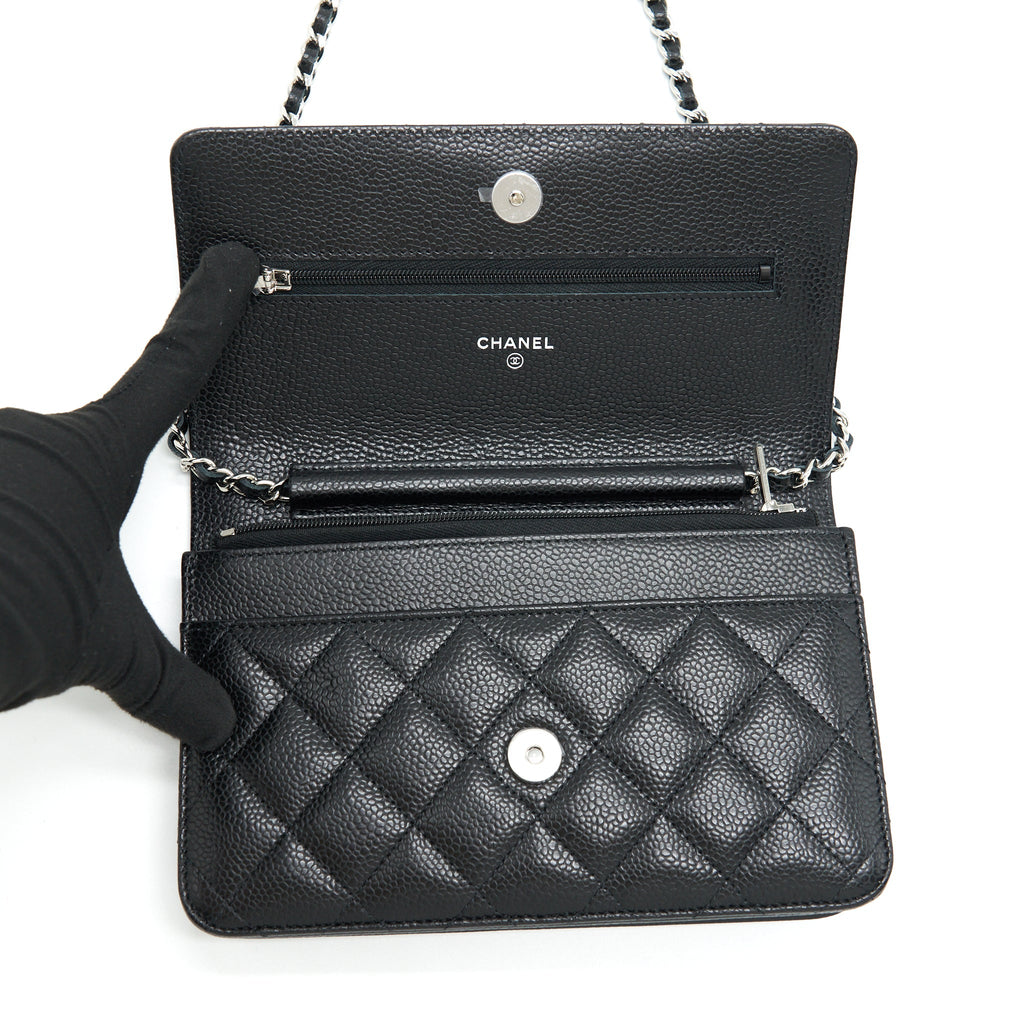 CHANEL CLASSIC WALLET ON CHAIN CAVIAR BLACK SHW (MICROCHIP)